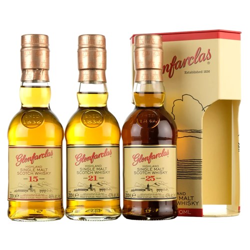 Glenfarclas 20cl Tri-Pack, 15 Year Old, 21 Year Old and 25 Year Old - Next Day Delivery